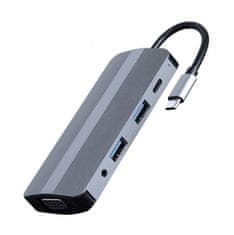 Gembird A-CM-COMBO8-02 USB Type-C 8-v-1 večportni adapter (USB A / C / HDMI / audio / VGA) 3.1 PD