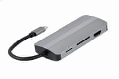 Gembird A-CM-COMBO8-02 USB Type-C 8-v-1 večportni adapter (USB A / C / HDMI / audio / VGA) 3.1 PD