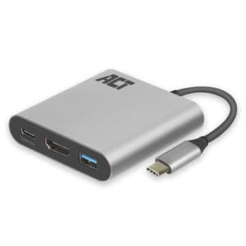ACT AC7022 USB-C na HDMI 4K Adapter s PD napajanjem in USB-A vhodom