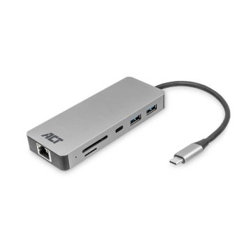 ACT AC7092 USB-C 4K docking station USB-C, 2xUSB-A, 2xUSB-C, 1xHDMI, RJ45, čitalnik kartic