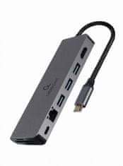 Gembird A-CM-COMBO5-05 5v1 USB-C Adapter – HDMI 4K, Gigabit LAN, USB-A, Kartični čitalnik, PD