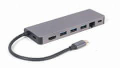 Gembird A-CM-COMBO5-05 5v1 USB-C Adapter – HDMI 4K, Gigabit LAN, USB-A, Kartični čitalnik, PD