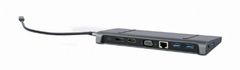 Gembird A-CM-COMBO9-02 priklopna postaja USB tipa C 9 v 1 (Hub3.2 + HDMI + DisplayPort + VGA + PD + LAN + stereo zvok)