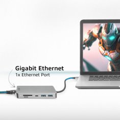 ACT AC7092 USB-C 4K docking station USB-C, 2xUSB-A, 2xUSB-C, 1xHDMI, RJ45, čitalnik kartic