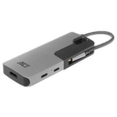 ACT AC7021 USB-C to HDMI 4K adapter Hub USB-C, 2xUSB-A, 2xUSB-C, 1xHDMI, čitalnik kartic
