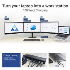ACT AC7048 univerzalna priklopna postaja USB-C za 4K, 2 ali 3 monitorje HDMI/DisplayPort, DisplayLink