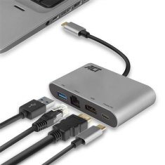 ACT AC7040 USB-C 4k večportna priklopna postaja 1x USB-A, 1x USB-C (PD), 1x HDMI, RJ45