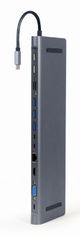 Gembird A-CM-COMBO9-01 priklopna postaja USB tipa C 9 v 1 (USB vozlišče + HDMI + VGA + PD + bralnik kartic + LAN + 3,5 mm zvok)