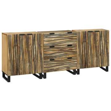 Vidaxl Komplet pohištva za kopalnico 3 pcs Rjava Konstruiran les