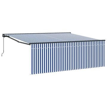 Vidaxl Retraktilna tenda Modra in bela 400 × 300 cm