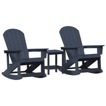 Vidaxl Vrtna dnevna garnitura 3 szt. Temno modra HDPE