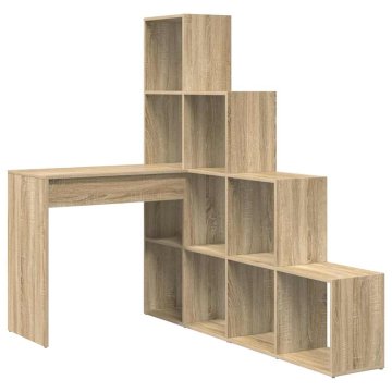 Vidaxl Kotniška miza s polico Sonoma hrast 101,5 x 149,5 x 149,5 cm