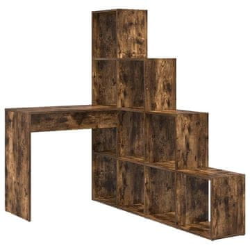 Vidaxl Kotniška miza s polico Dimljeni oreh 101,5 x 149,5 x 149,5 cm