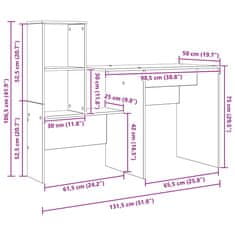 Vidaxl Miza sonoma hrast 131.5 x 50 x 106.5 cm Konstruiran les