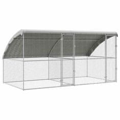 Vidaxl Kletka za piščance srebrna 400 x 200 x 198.5 cm Cinkana jeklena