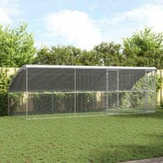 Vidaxl Kletka za piščance srebrna 600 x 200 x 198.5 cm Cinkana jeklena