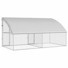 Vidaxl Kletka za piščance srebrna 400 x 200 x 198.5 cm Cinkana jeklena