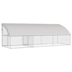 Vidaxl Kletka za piščance srebrna 600 x 200 x 198.5 cm Cinkana jeklena