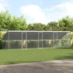 Vidaxl Kletka za piščance srebrna 800 x 200 x 198.5 cm Cinkana jeklena