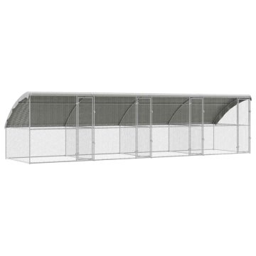 Vidaxl Kletka za piščance srebrna 800 x 200 x 198.5 cm Cinkana jeklena