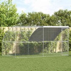 Vidaxl Kletka za piščance srebrna 400 x 200 x 198.5 cm Pocinkano jeklo