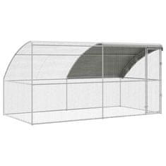 Vidaxl Kletka za piščance srebrna 400 x 200 x 198.5 cm Pocinkano jeklo