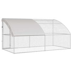 Vidaxl Kletka za piščance srebrna 400 x 200 x 198.5 cm Pocinkano jeklo