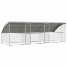 Vidaxl Kletka za piščance srebrna 600 x 200 x 198.5 cm Cinkana jeklena