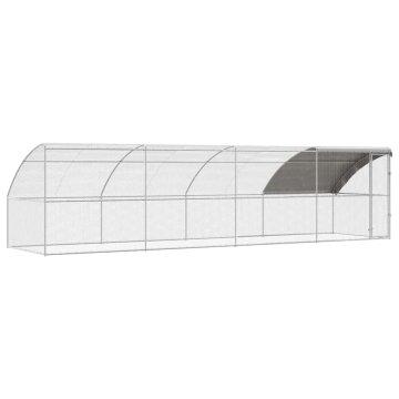 Vidaxl Kletka za piščance srebrna 800 x 200 x 198.5 cm Pocinkano jeklo