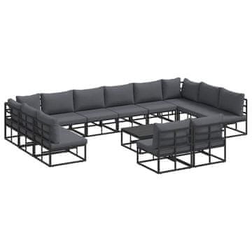 Vidaxl Vrtna sedežna garnitura z blazino 13 szt. Črna Aluminij