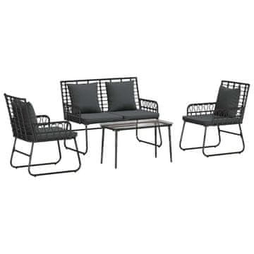 Vidaxl Set vrtn furniture z blazino 4 szt. Črna in anthracit poli ratan