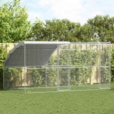 Vidaxl Kletka za piščance srebrna 400 x 200 x 198.5 cm Pocinkano jeklo