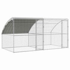 Vidaxl Kletka za piščance srebrna 400 x 200 x 198.5 cm Pocinkano jeklo