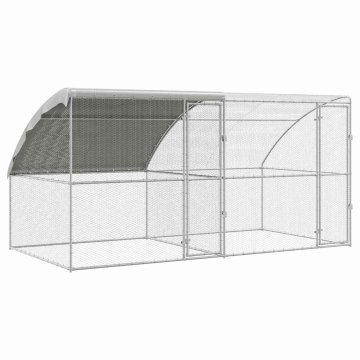 Vidaxl Kletka za piščance srebrna 400 x 200 x 198.5 cm Pocinkano jeklo