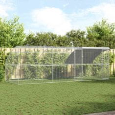 Vidaxl Kletka za piščance srebrna 600 x 200 x 198.5 cm Pocinkano jeklo