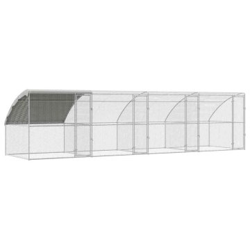 Vidaxl Kletka za piščance srebrna 800 x 200 x 198.5 cm Pocinkano jeklo