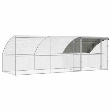 Vidaxl Kletka za piščance srebrna 600 x 200 x 198.5 cm Pocinkano jeklo