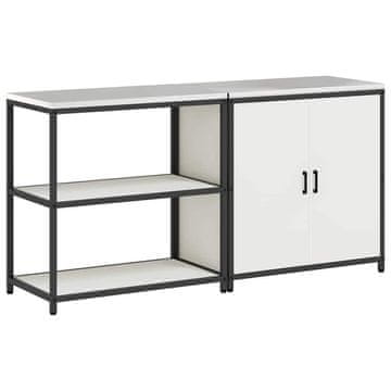 Vidaxl Kuhinjski set za shranjevanje z vrati 2 pcs Bela Mlinjeni jeklo