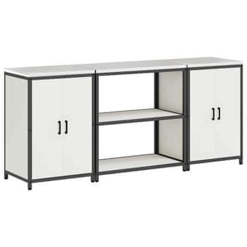 Vidaxl Kuhinjski set za shranjevanje z vrati 3 pcs Bela Mlinjeni jeklo