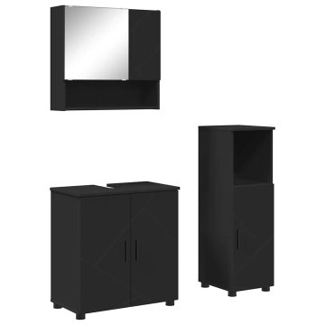 Vidaxl Komplet pohištva za kopalnico 3 pcs Črna 61 x 35 x 64 cm
