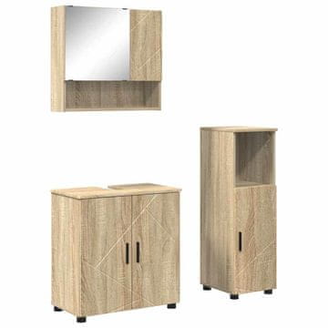 Vidaxl Komplet pohištva za kopalnico z vrati 3 pcs sonoma hrast
