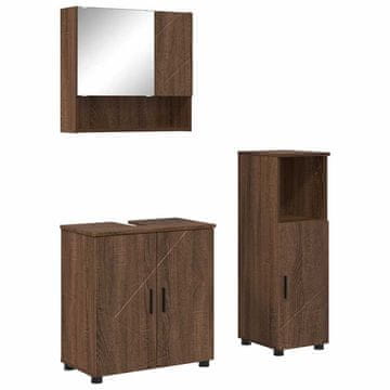 Vidaxl Komplet pohištva za kopalnico 3 pcs Rjavi hrast 61 x 35 x 64 cm