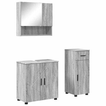 Vidaxl Komplet pohištva za kopalnico 3 pcs Siva sonoma 61 x 35 x 64 cm