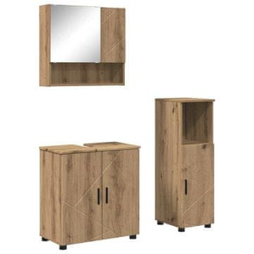 Vidaxl Komplet pohištva za kopalnico z vrati 3 pcs artisan hrast