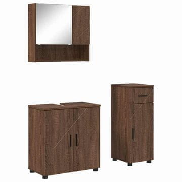 Vidaxl Komplet pohištva za kopalnico 3 pcs Rjavi hrast 61 x 35 x 64 cm