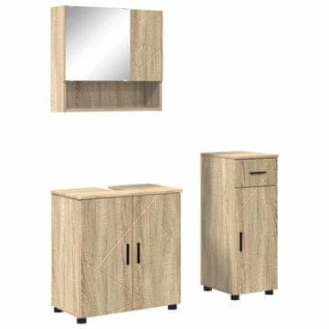Vidaxl Komplet pohištva za kopalnico s predalom 3 pcs sonoma hrast