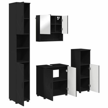 Vidaxl Komplet pohištva za kopalnico 4 pcs Črna 61 x 35 x 64 cm
