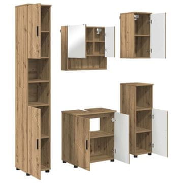 Vidaxl Komplet pohištva za kopalnico z vrati 5 pcs artisan hrast