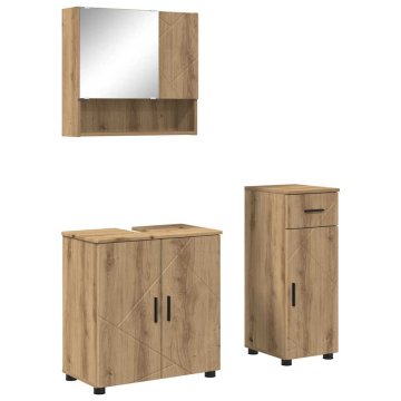 Vidaxl Komplet pohištva za kopalnico s predalom 3 pcs artisan hrast