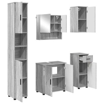 Vidaxl Komplet pohištva za kopalnico 5 pcs Siva sonoma 61 x 35 x 64 cm